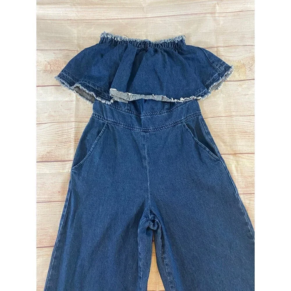 Anthropologie Hei Hei Women's Teirred Denim Crop Jumpsuit - Small - Picture 3 of 15